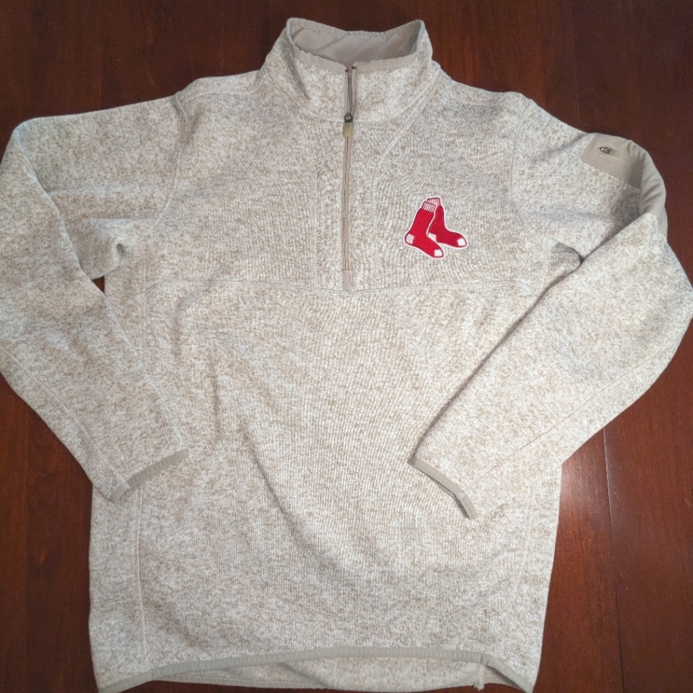Antigua Boston Red Sox Fortune Quarter Zip, Medium, oatmeal